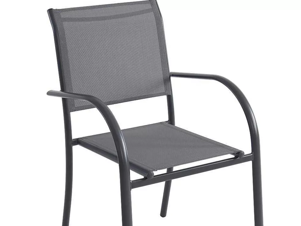 MYLIA Conjunto De Jardim Em Aluminio, Uma Mesa C. 150 Cm E 6 Cadeiroes, Cinzento Antracite - Jolane* Conjunto Mesa E Cadeiras De Jardim