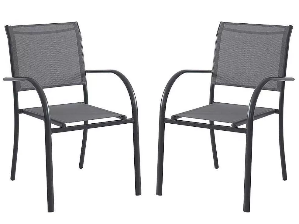 MYLIA Conjunto De Jardim Em Aluminio, Uma Mesa C. 150 Cm E 6 Cadeiroes, Cinzento Antracite - Jolane* Conjunto Mesa E Cadeiras De Jardim