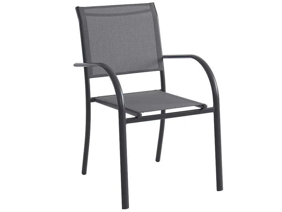 MYLIA Conjunto De Jardim Em Aluminio, Uma Mesa C. 150 Cm E 6 Cadeiroes, Cinzento Antracite - Jolane* Conjunto Mesa E Cadeiras De Jardim