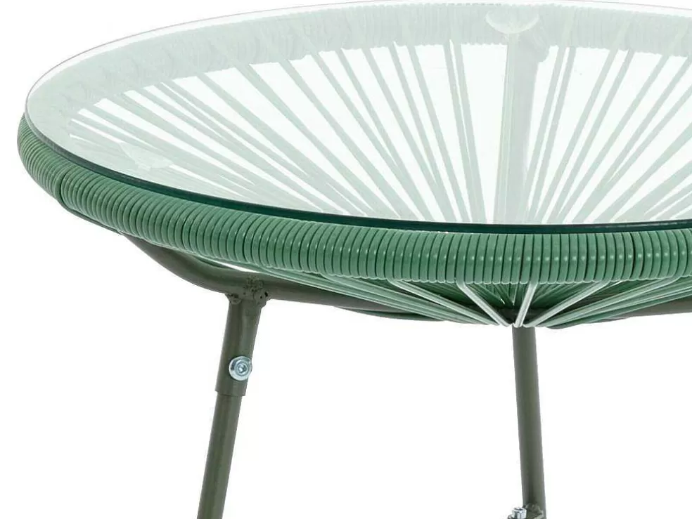 MYLIA Conjunto De Jardim Em Fios De Resina Entrancados, 2 Cadeiroes, Um Banco E Uma Mesa Caqui - Alios Iii De * Conjunto Relax De Jardim