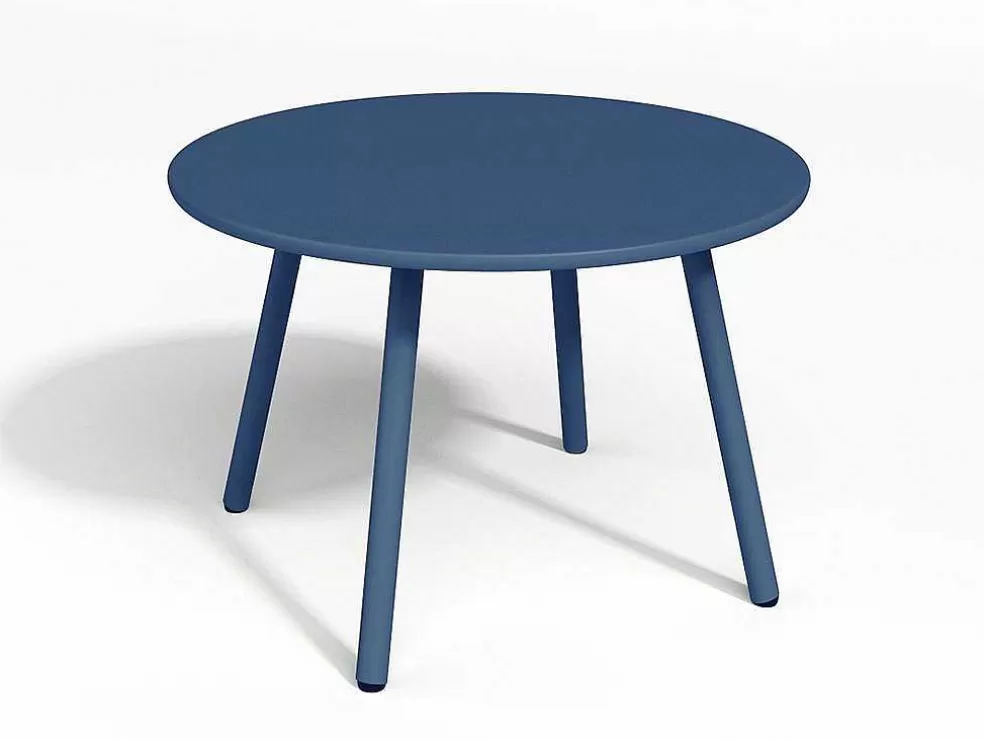 MYLIA Conjunto De Jardim Em Metal, 2 Cadeiroes Baixos Empilhaveis E Mesas De Encaixar, Azul-Escuro - Mirmande* Conjunto Relax De Jardim
