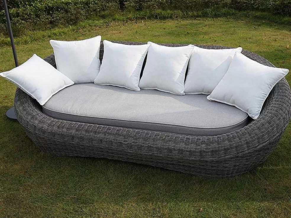 MYLIA Conjunto De Jardim Em Resina Entrancada: Sofá, 2 Cadeiroes E Mesa De Centro - Whiteheaven* Conjunto Relax De Jardim