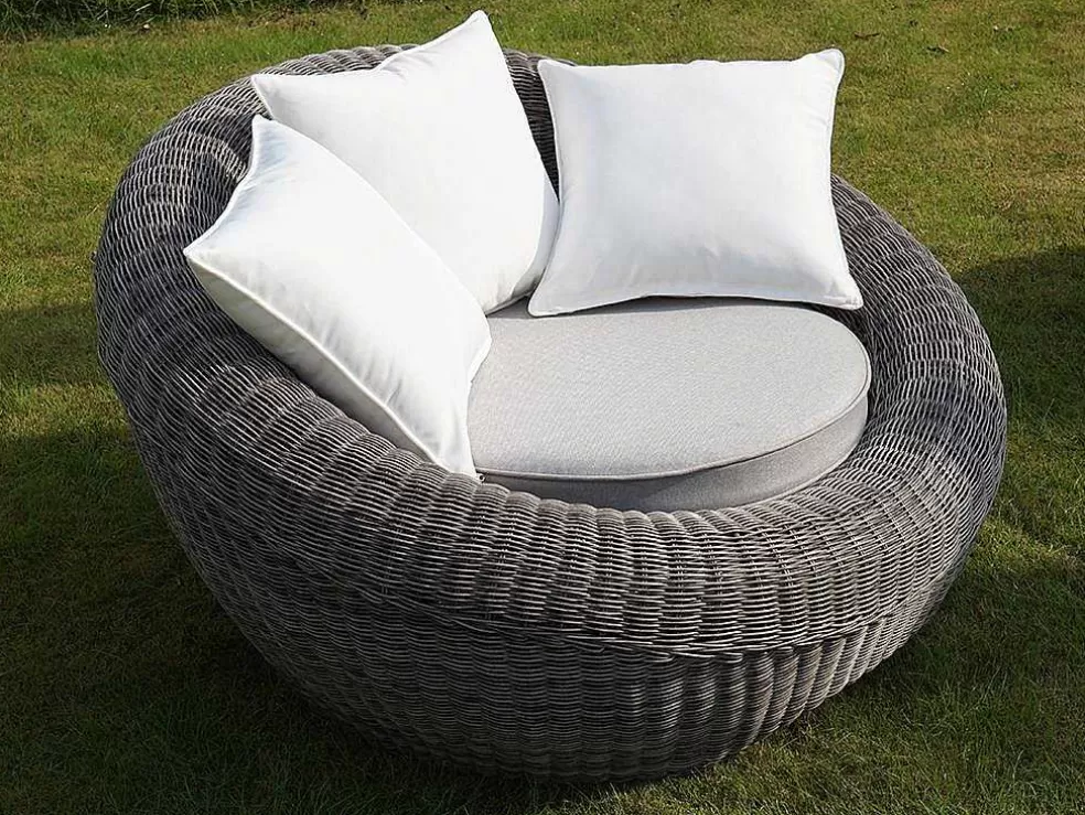 MYLIA Conjunto De Jardim Em Resina Entrancada: Sofá, 2 Cadeiroes E Mesa De Centro - Whiteheaven* Conjunto Relax De Jardim