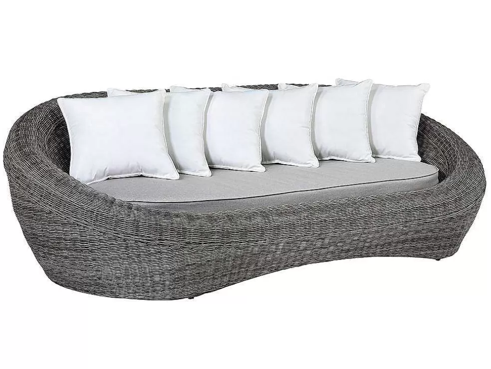 MYLIA Conjunto De Jardim Em Resina Entrancada: Sofá, 2 Cadeiroes E Mesa De Centro - Whiteheaven* Conjunto Relax De Jardim