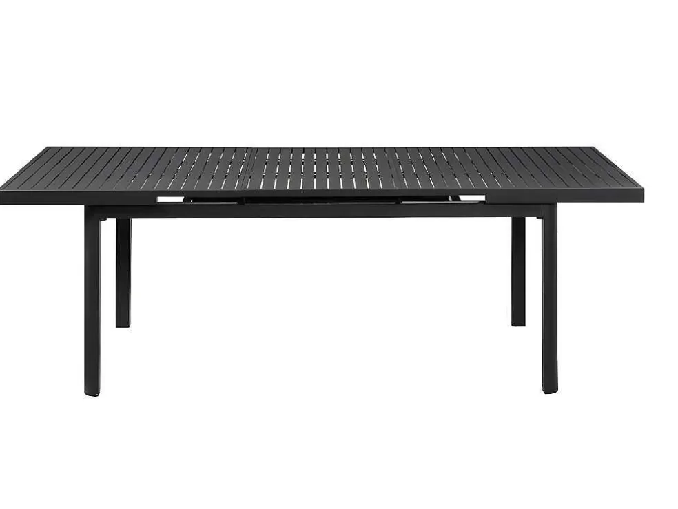 MYLIA Conjunto De Jardim Mesa E Cadeiras De Jardim Em Aluminio: Uma Mesa Extensivel 180/240 Cm E 8 Cadeiras Empilhaveis - Cinza Escuro - Nauru* Conjunto Mesa E Cadeiras De Jardim