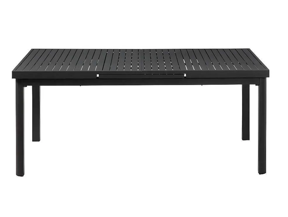 MYLIA Conjunto De Jardim Mesa E Cadeiras De Jardim Em Aluminio: Uma Mesa Extensivel 180/240 Cm E 8 Cadeiras Empilhaveis - Cinza Escuro - Nauru* Conjunto Mesa E Cadeiras De Jardim
