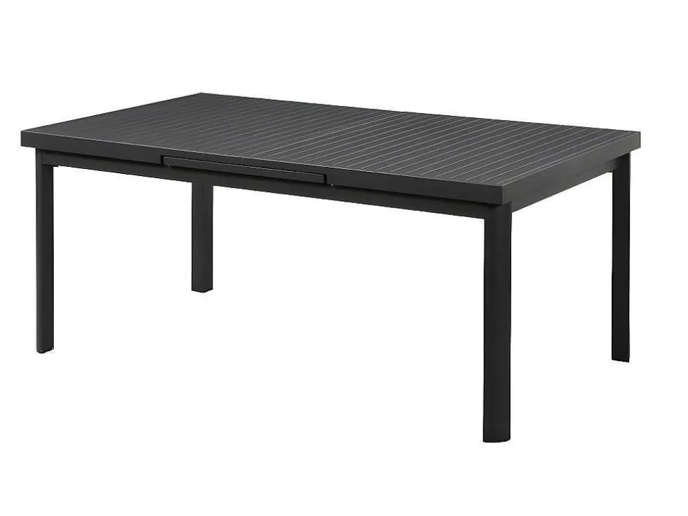 MYLIA Conjunto De Jardim Mesa E Cadeiras De Jardim Em Aluminio: Uma Mesa Extensivel 180/240 Cm E 8 Cadeiras Empilhaveis - Cinza Escuro - Nauru* Conjunto Mesa E Cadeiras De Jardim