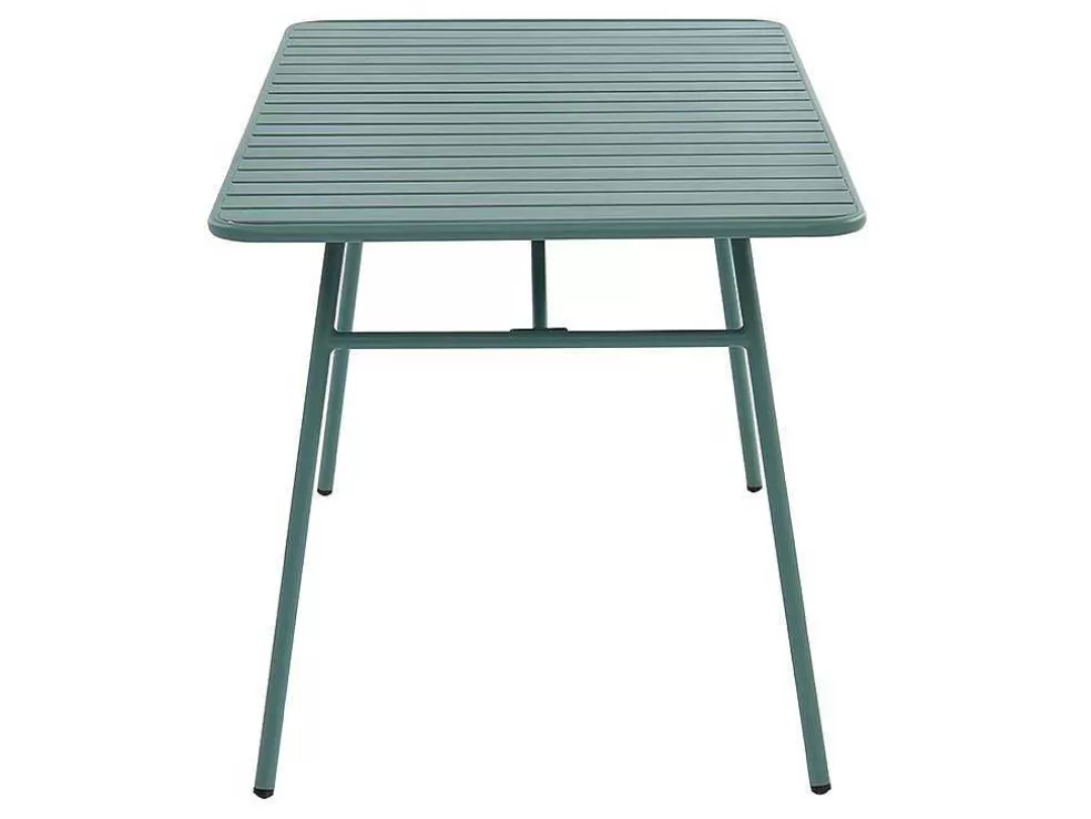MYLIA Conjunto De Jardim, Mesa E Cadeiras De Jardim Em Metal: Uma Mesa C.160 Cm Com 2 Cadeiroes Empilhaveis E 4 Cadeiras Empilhaveis Cor Verde Amendoa - Mirmande* Conjunto Mesa E Cadeiras De Jardim