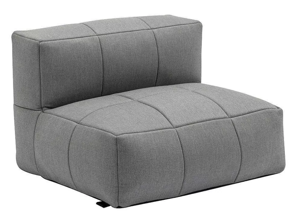 MYLIA Conjunto De Lazer De Jardim Modular 5 Lugares Em Tecido, 3 Cadeiroes, 1 Sofá De Canto, 1 Pufe E Uma Mesa De Centro Antracite - Livai De * Conjunto Relax De Jardim
