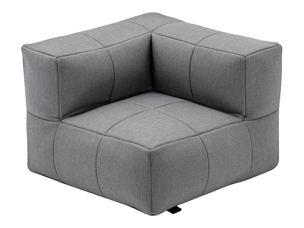MYLIA Conjunto De Lazer De Jardim Modular 5 Lugares Em Tecido, 3 Cadeiroes, 1 Sofá De Canto, 1 Pufe E Uma Mesa De Centro Antracite - Livai De * Conjunto Relax De Jardim