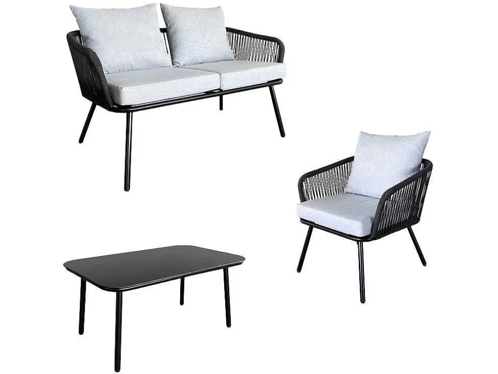 Happy Garden Conjunto De Moveis De Corda Ouvea Cinzento Claro Para Jardim - 4 Lugares* Conjunto Relax De Jardim