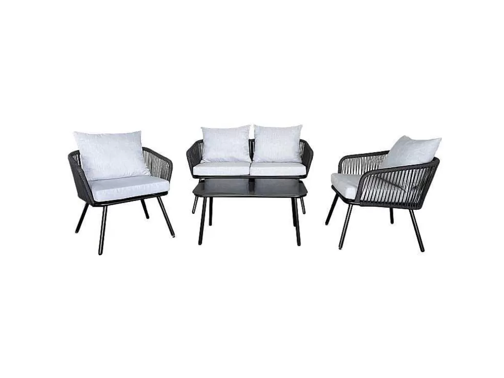 Happy Garden Conjunto De Moveis De Corda Ouvea Cinzento Claro Para Jardim - 4 Lugares* Conjunto Relax De Jardim