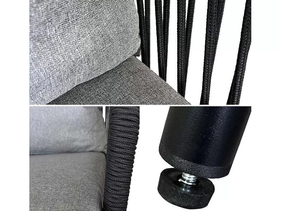 Happy Garden Conjunto De Moveis De Corda Ouvea Cinzento Escuro - 4 Lugares* Conjunto Relax De Jardim