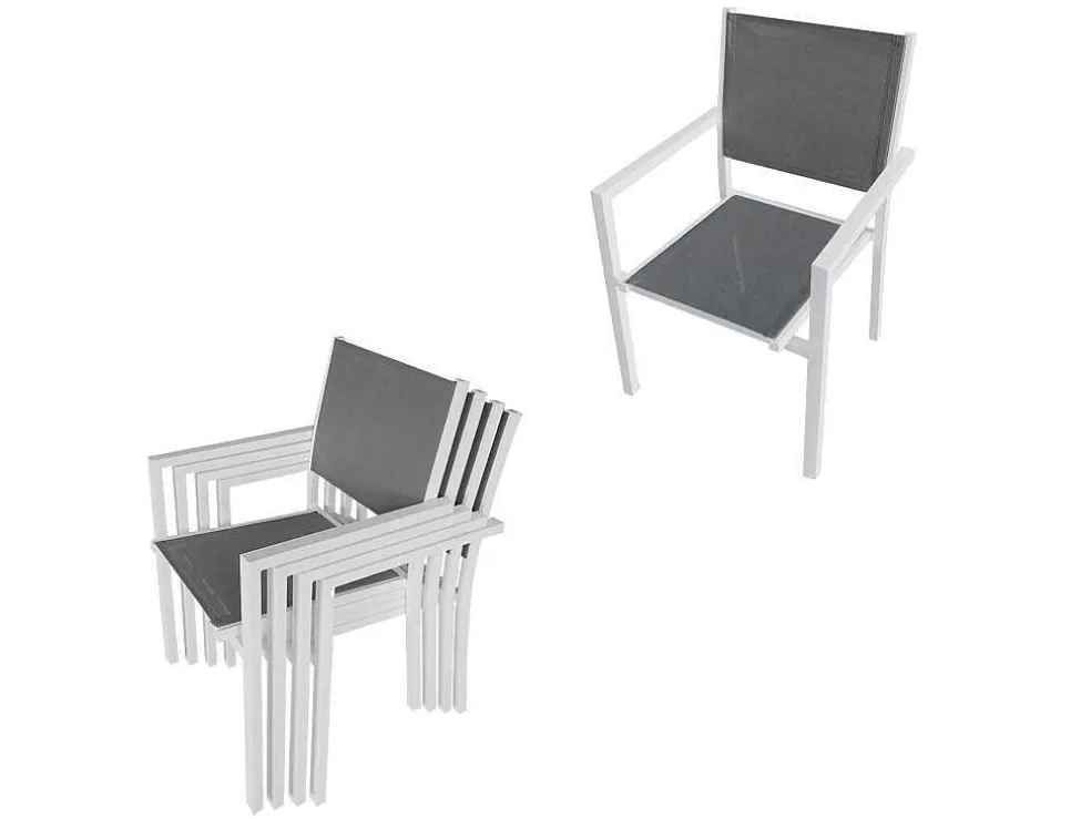 Happy Garden Conjunto De Moveis De Jardim Bergamo De 4 Lugares - Aluminio Branco* Conjunto Mesa E Cadeiras De Jardim