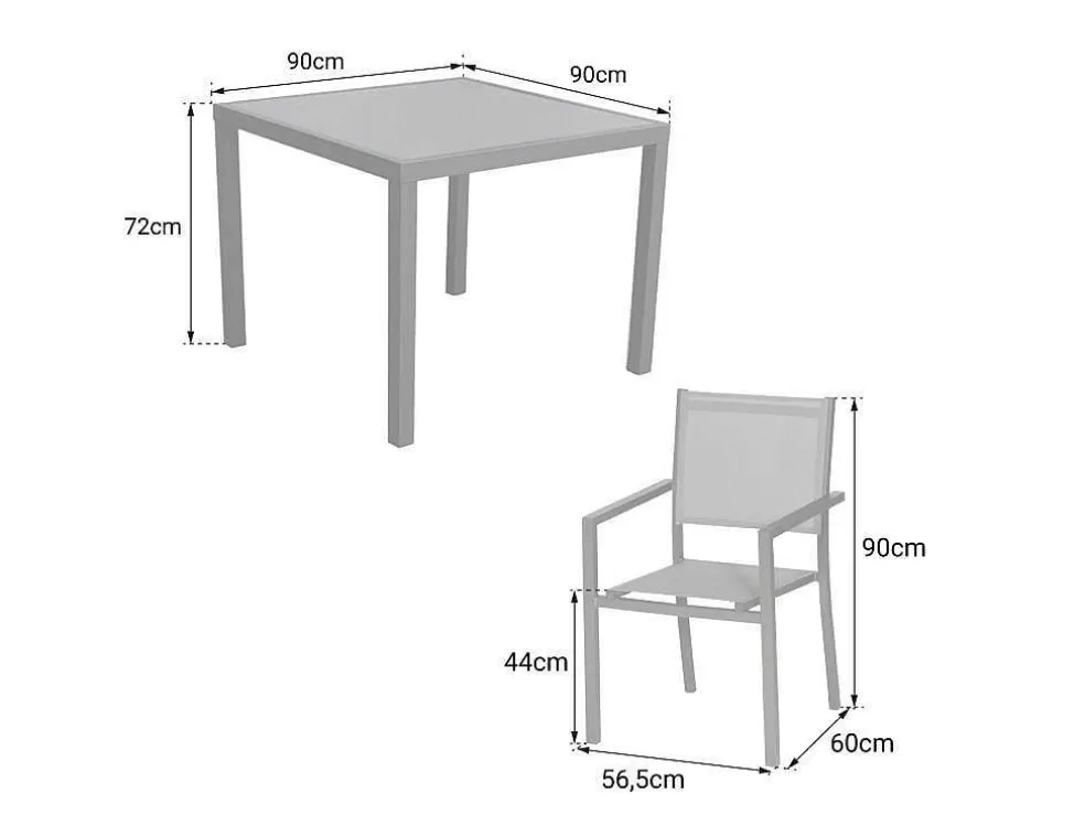Happy Garden Conjunto De Moveis De Jardim Bergamo De 4 Lugares - Aluminio Branco* Conjunto Mesa E Cadeiras De Jardim
