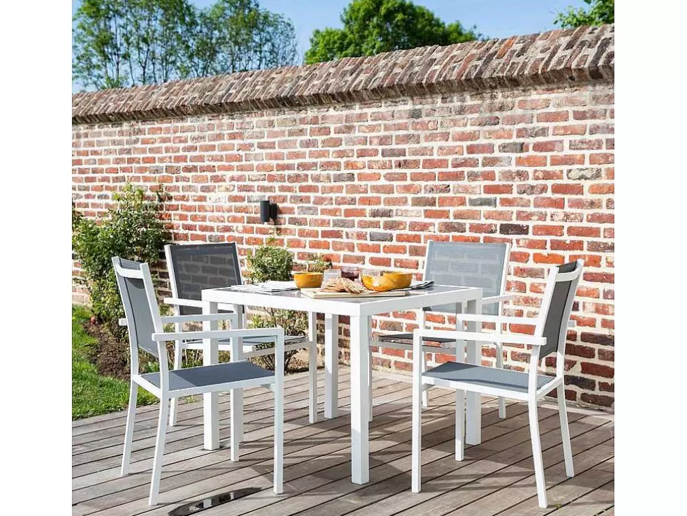 Happy Garden Conjunto De Moveis De Jardim Bergamo De 4 Lugares - Aluminio Branco* Conjunto Mesa E Cadeiras De Jardim