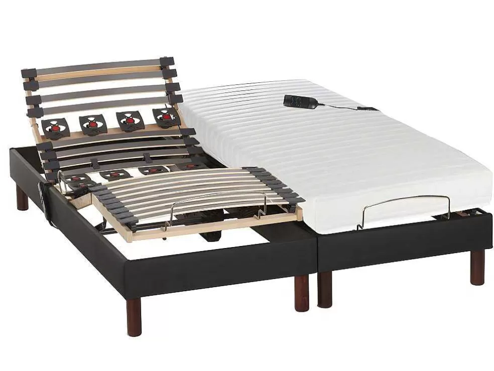 DREAMEA Conjunto De Relaxamento Com Camada Superior Em Látex Tecido Antracite Uranus Da - 2X80X200 Cm* Cama Articulada