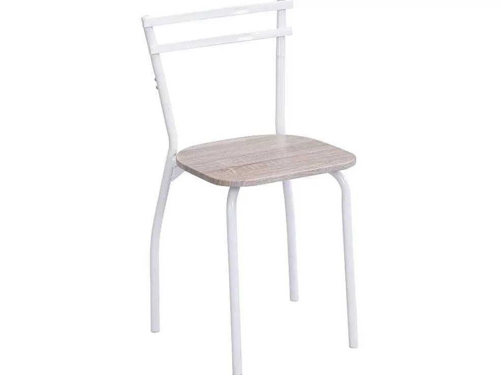 Vente-unique Conjunto Mesa + 4 Cadeiras Em Mdf E Metal Natural E Branco - Maewin* Promoções Sala