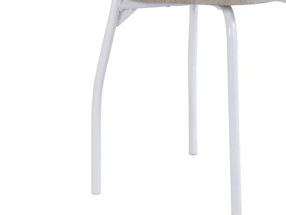Vente-unique Conjunto Mesa + 4 Cadeiras Em Mdf E Metal Natural E Branco - Maewin* Promoções Sala