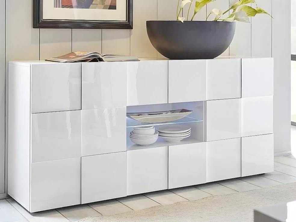 Vente-unique Conjunto Móvel De Tv + Aparador Lacado - Branco Lacado - Calisto* Aparador