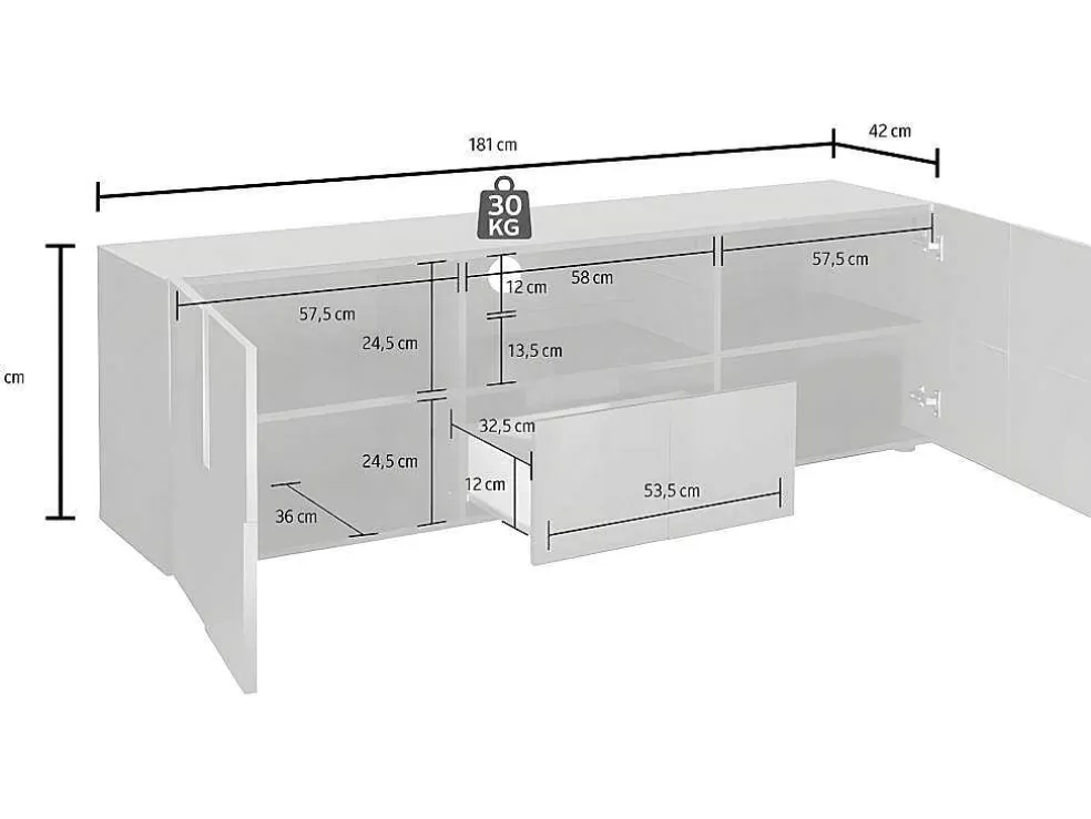 Vente-unique Conjunto Móvel De Tv + Aparador Lacado - Branco Lacado - Calisto* Aparador