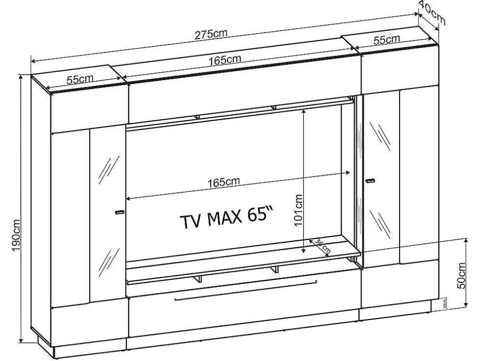 Vente-unique Conjunto Móvel Para Tv Com Arrumação E Com Leds Em Mdf Lacado A Branco - Blake* Móvel De Tv