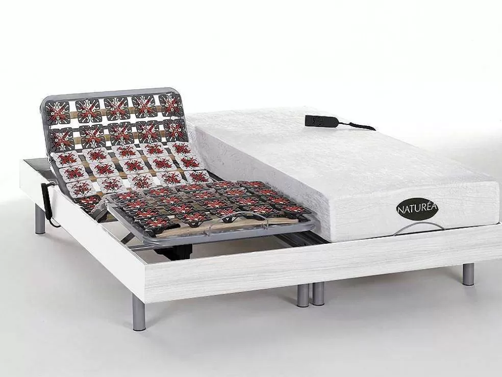 NATUREA Conjunto Relaxamento Com Discos De Molas Com Memória De Forma E Bambu Lysis Iii De - Motores Okin - 2X80X200 Cm - Branco* Cama Articulada