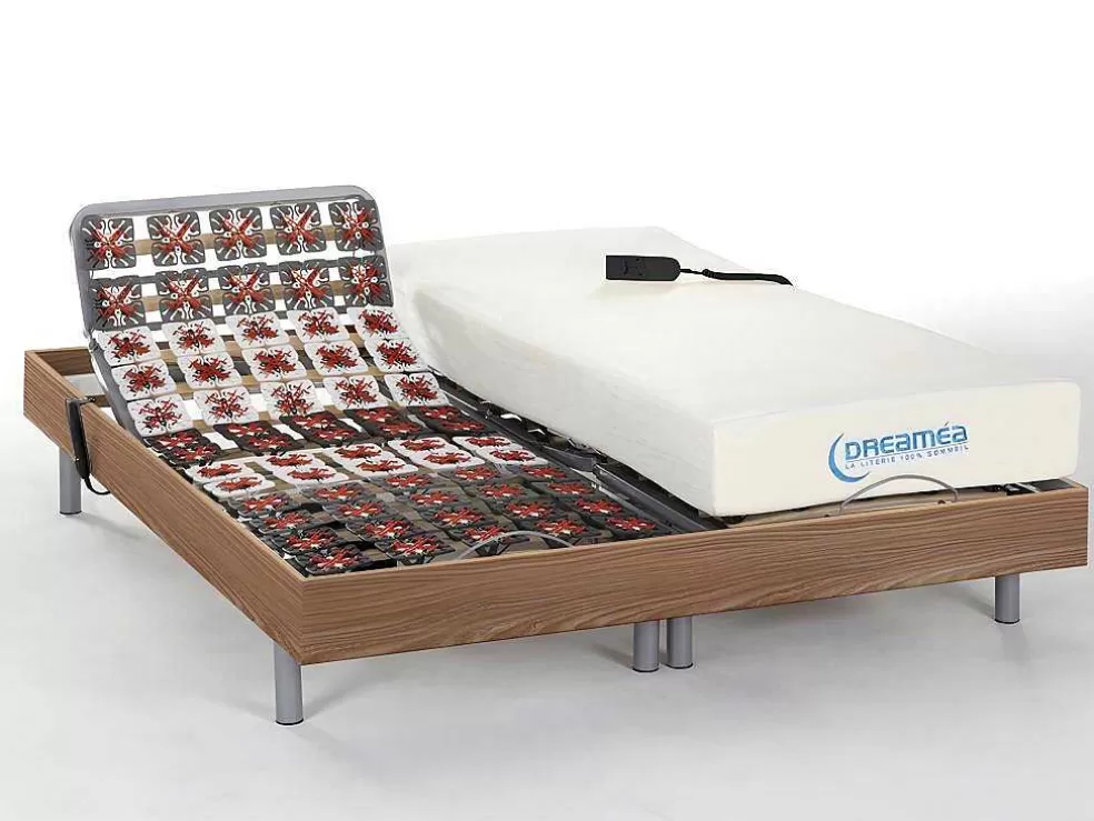 DREAMEA Conjunto Relaxamento Com Estacas Com Memória De Forma Hesiode Iii De - Motores Okin - Carvalho - 2X80X200 Cm* Cama Articulada