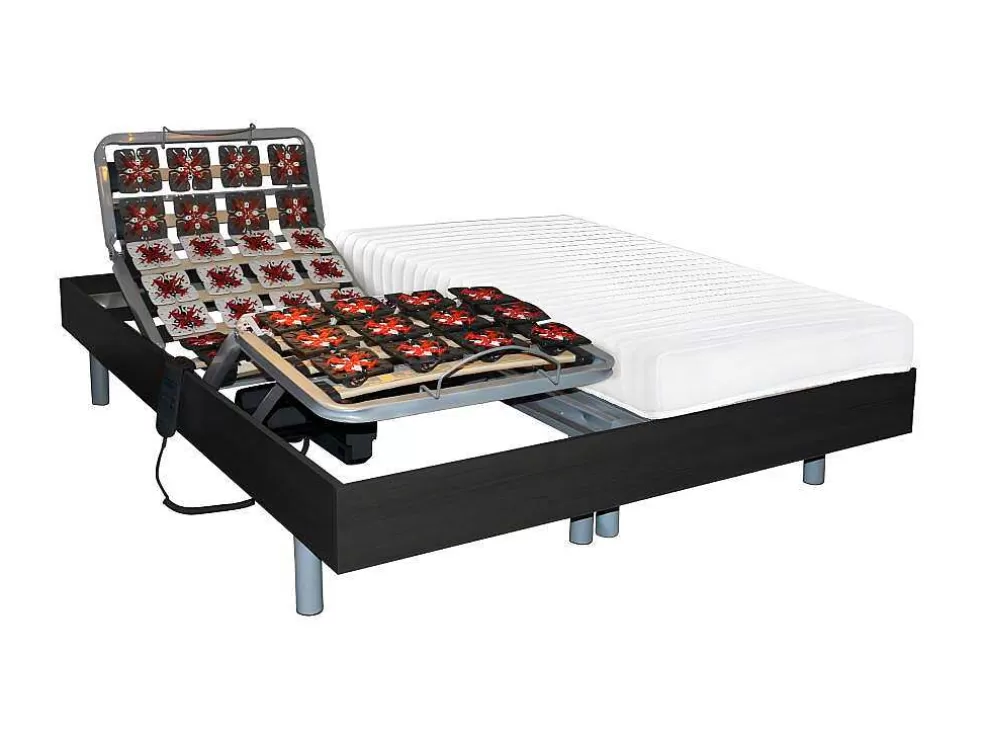 DREAMEA Conjunto Relaxamento Com Estacas Em Látex Cassiopee Iii De - Motores Okin - 2 X 70 X 190 Cm - Preto* Cama Articulada