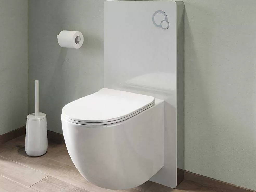 Vente-unique Conjunto Sanita Suspensa Com Estrutura De Suporte Decorativa Branco Brilhante - Javoine* Sanita Suspensa