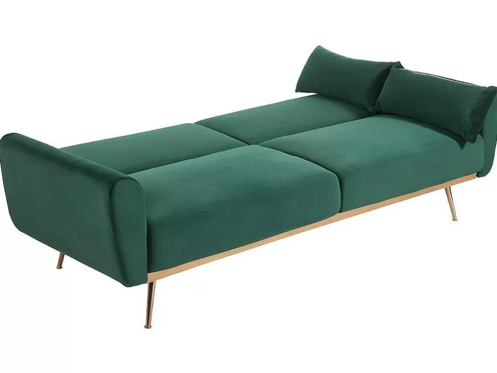 Vente-unique Conjunto Sofá De 3 Lugares Convertivel Clic-Clac Verde-Abeto - Launei E Tapete Taupe - Dolce* Sofá Cama Clic-Clac E Dobravel
