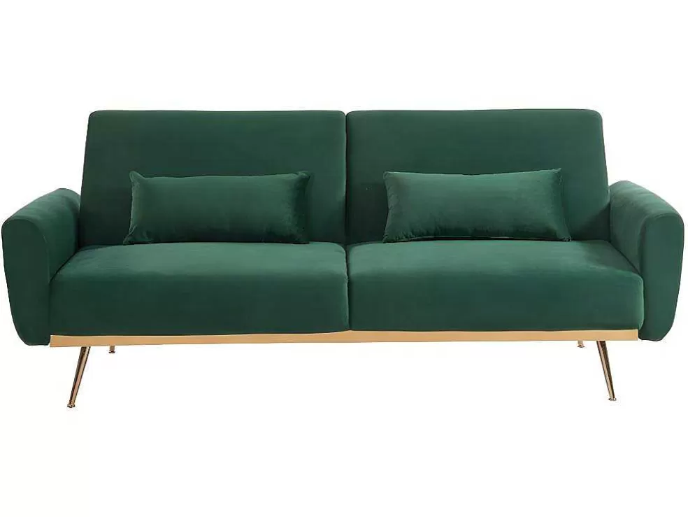 Vente-unique Conjunto Sofá De 3 Lugares Convertivel Clic-Clac Verde-Abeto - Launei E Tapete Taupe - Dolce* Sofá Cama Clic-Clac E Dobravel