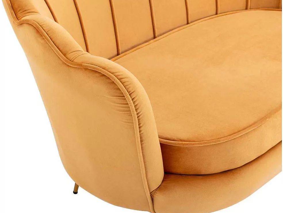 Vente-unique Conjunto Sofá De 2 Lugares E Poltrona Concha Em Veludo Amarelo-Mostarda Dandelion* Conjunto Sofá E Poltrona