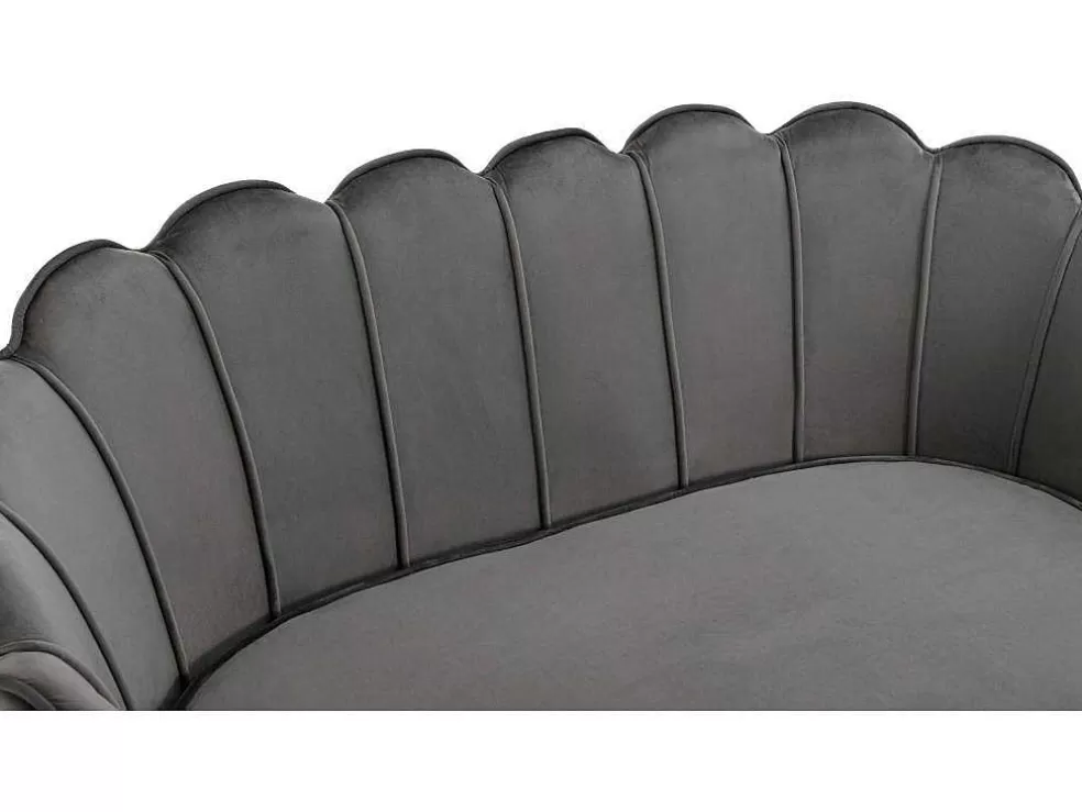 Vente-unique Conjunto Sofá De 2 Lugares E Poltrona Concha Em Veludo Antracite Dandelion* Conjunto Sofá E Poltrona