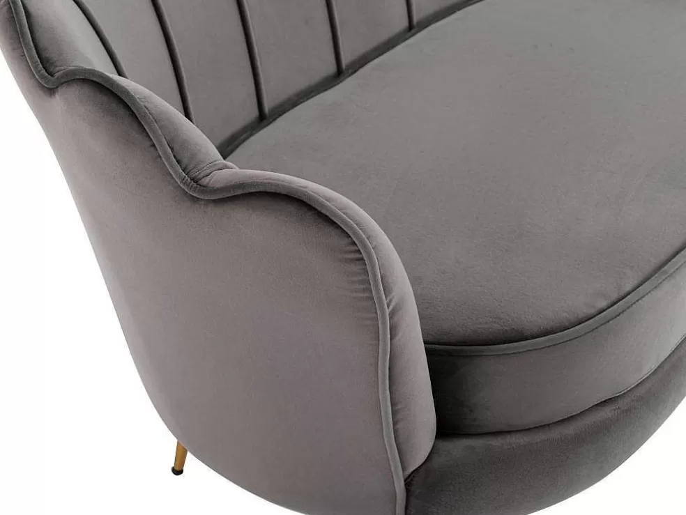 Vente-unique Conjunto Sofá De 2 Lugares E Poltrona Concha Em Veludo Antracite Dandelion* Conjunto Sofá E Poltrona