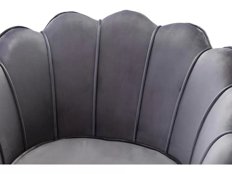 Vente-unique Conjunto Sofá De 2 Lugares E Poltrona Concha Em Veludo Antracite Dandelion* Conjunto Sofá E Poltrona