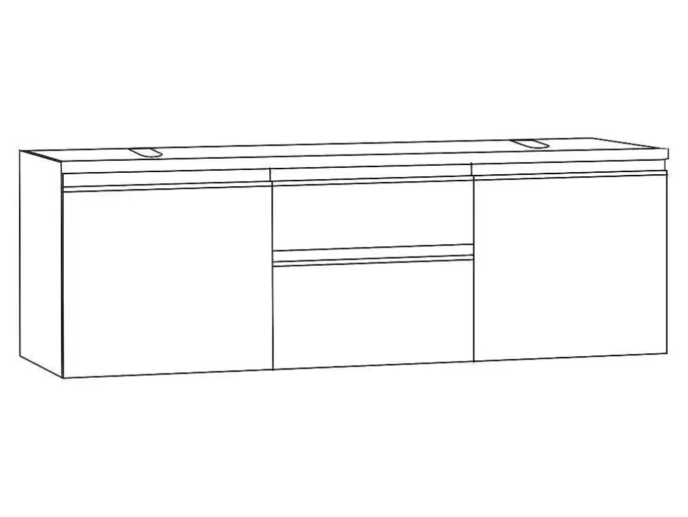 Vente-unique Conjunto Suspenso Para Casa De Banho Com Lavatório Duplo Cor Carvalho - Jimena* Móvel Lavatório Duplo
