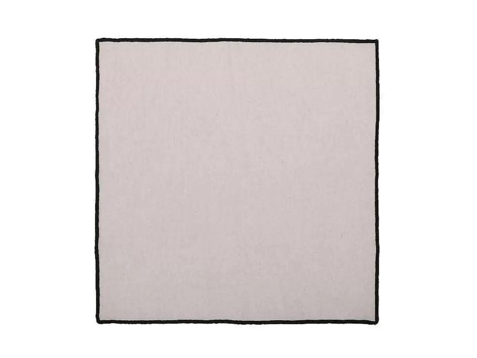 OZAIA Conjunto Toalha + 4 Guardanapos De Mesa Em Linho E Algodao, Borda Preta, Taupe, 170 X 250 Cm - Borina* Têxteis De Mesa