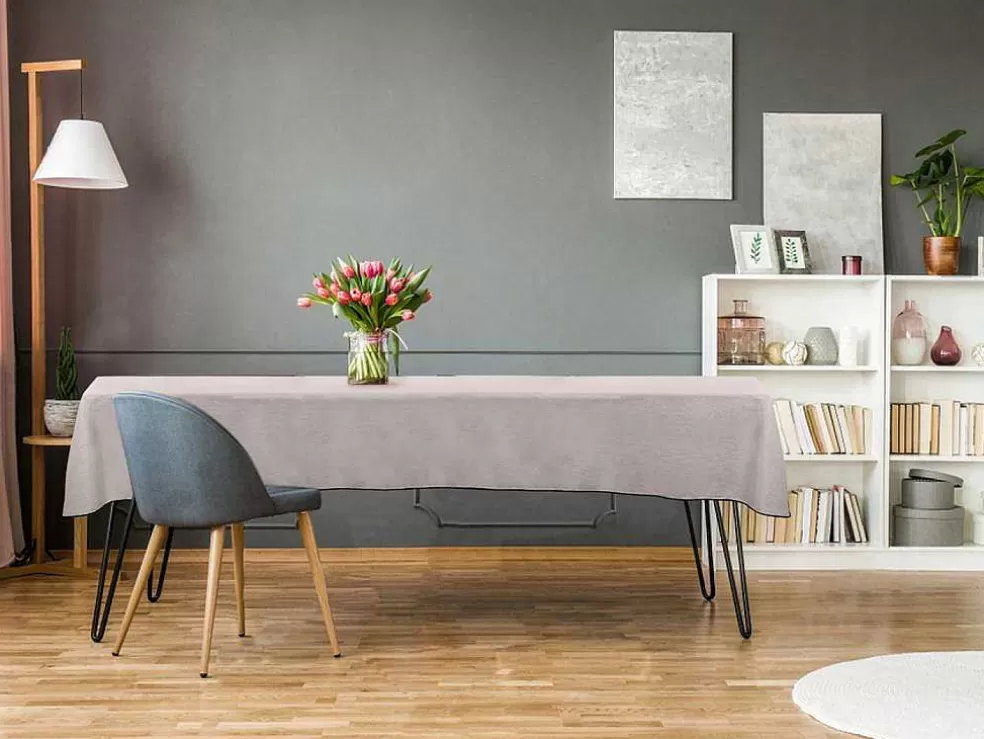 OZAIA Conjunto Toalha + 4 Guardanapos De Mesa Em Linho E Algodao, Borda Preta, Taupe, 170 X 170 Cm - Borina* Têxteis De Mesa