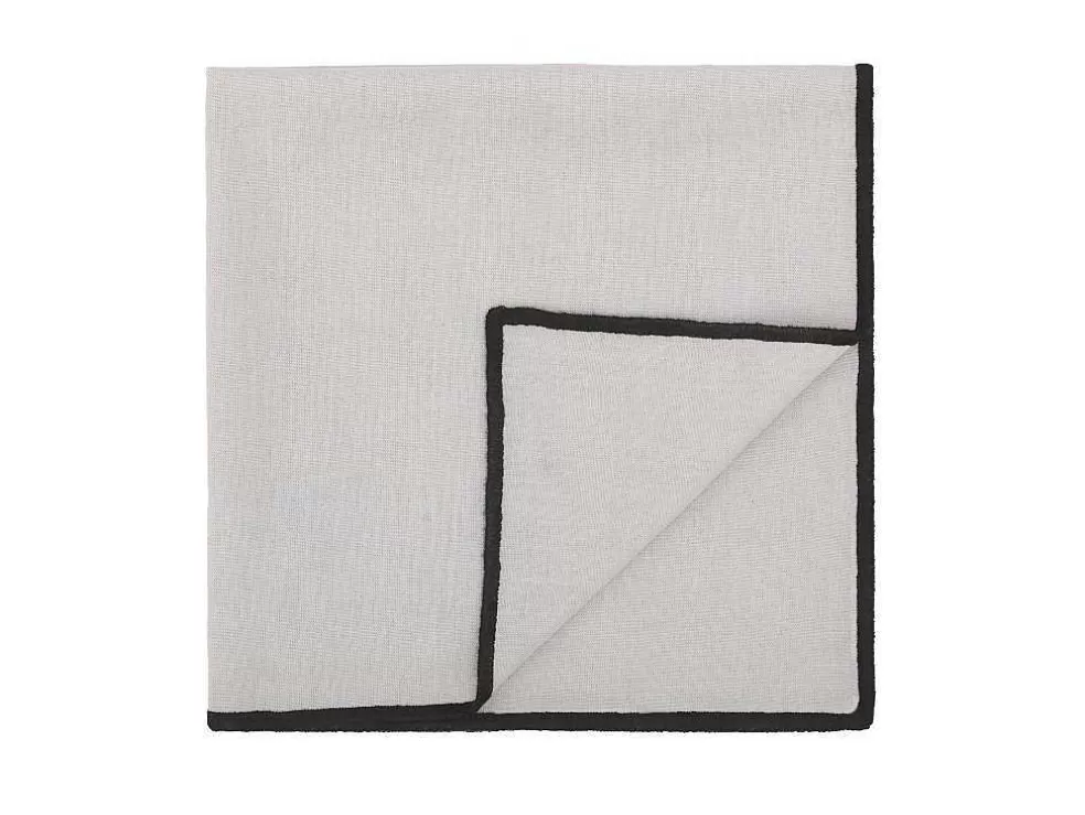 OZAIA Conjunto Toalha + 4 Guardanapos De Mesa Em Linho E Algodao, Borda Preta, Taupe, 170 X 170 Cm - Borina* Têxteis De Mesa