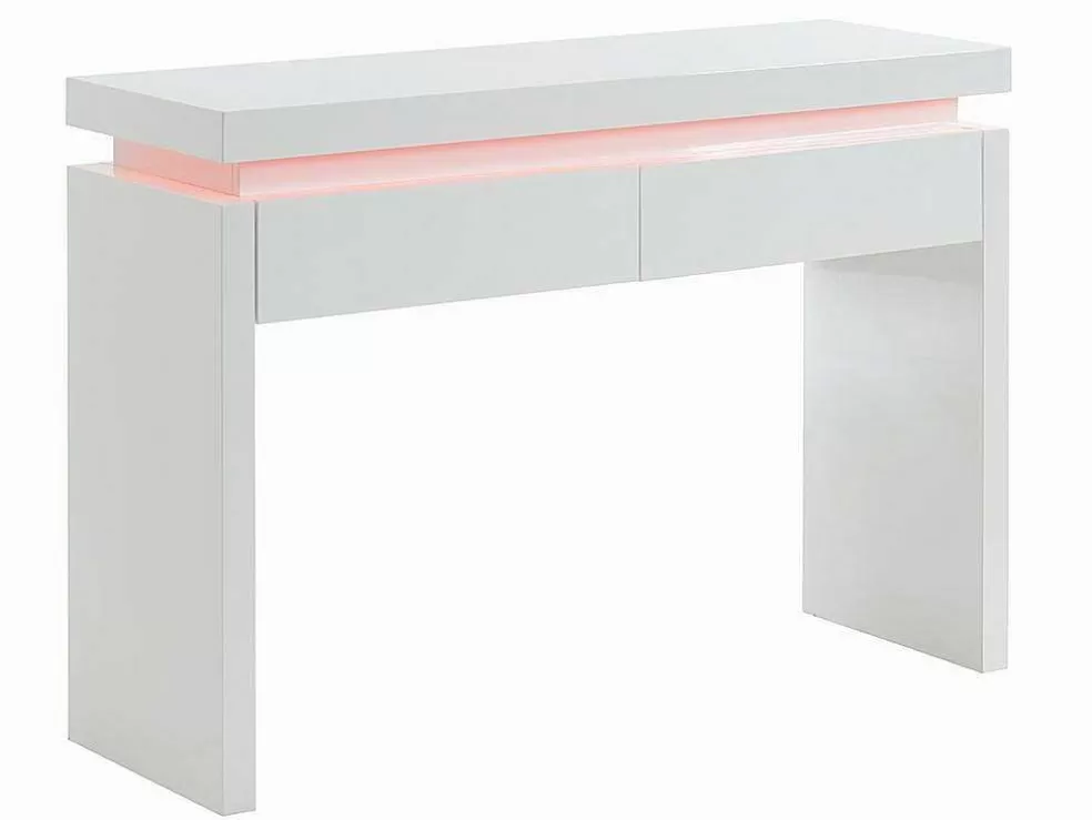 Vente-unique Consola Com 2 Gavetas - Leds - Mdf Lacado A Branco - Emerson* Consola