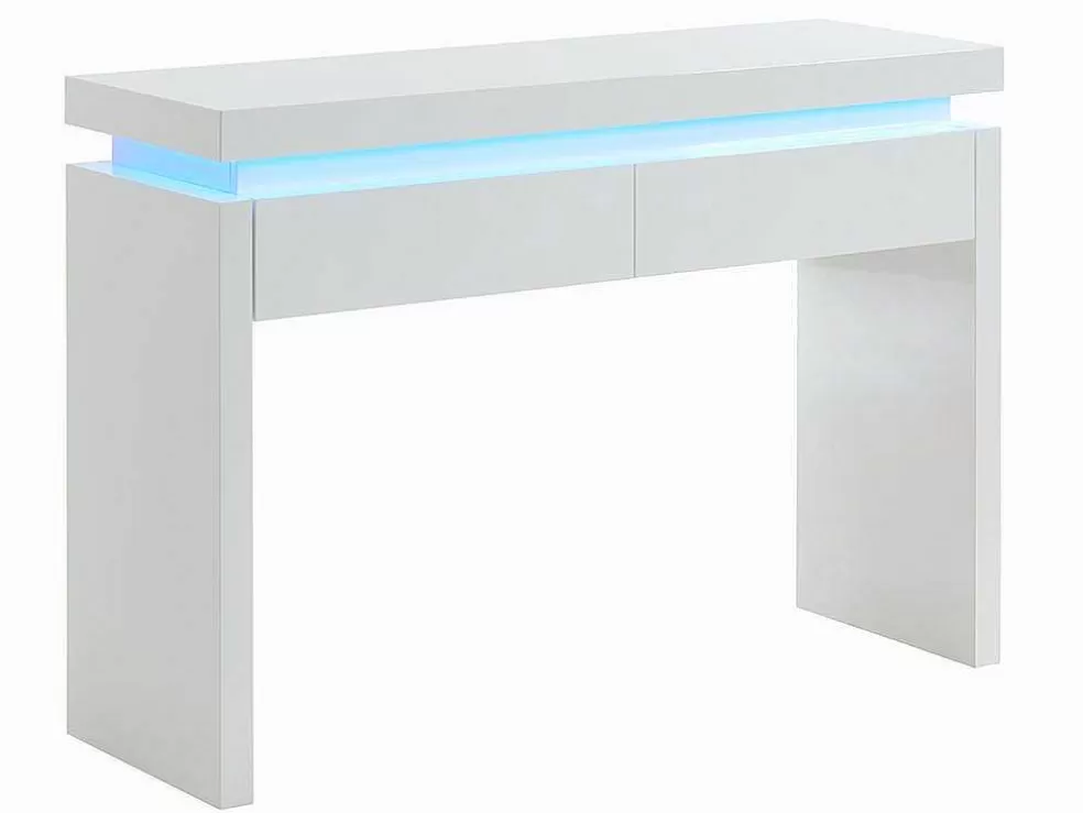 Vente-unique Consola Com 2 Gavetas - Leds - Mdf Lacado A Branco - Emerson* Consola