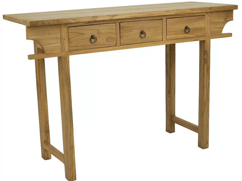 Vente-unique Consola Com 3 Gavetas Em Teca Cor Natural - Wekea* Consola