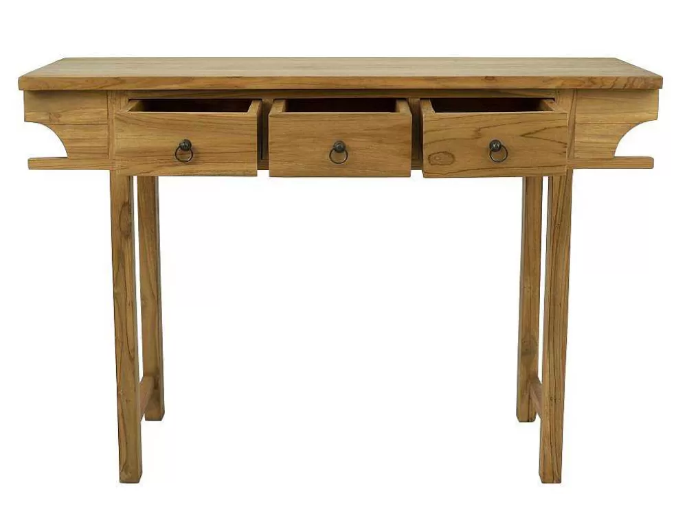 Vente-unique Consola Com 3 Gavetas Em Teca Cor Natural - Wekea* Consola
