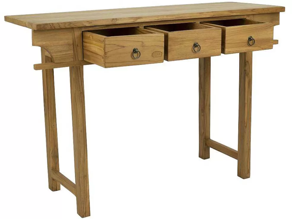 Vente-unique Consola Com 3 Gavetas Em Teca Cor Natural - Wekea* Consola