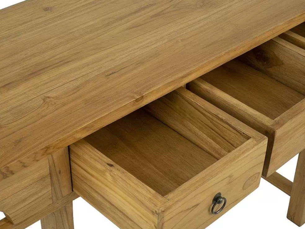 Vente-unique Consola Com 3 Gavetas Em Teca Cor Natural - Wekea* Consola