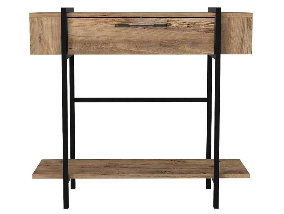 Vente-unique Consola Com 1 Porta E 1 Prateleira Natural Claro E Preto - Chenoa* Consola