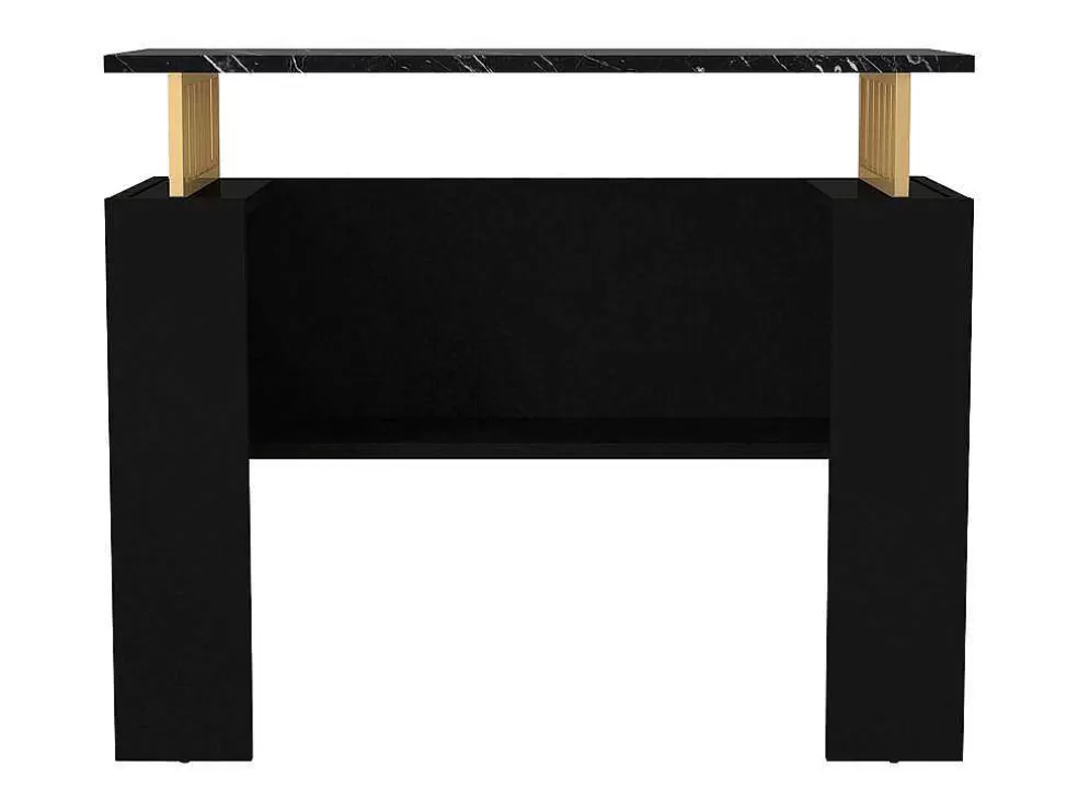 Vente-unique Consola Com 1 Prateleira Efeito Marmore Preto E Dourado - Liriona* Consola