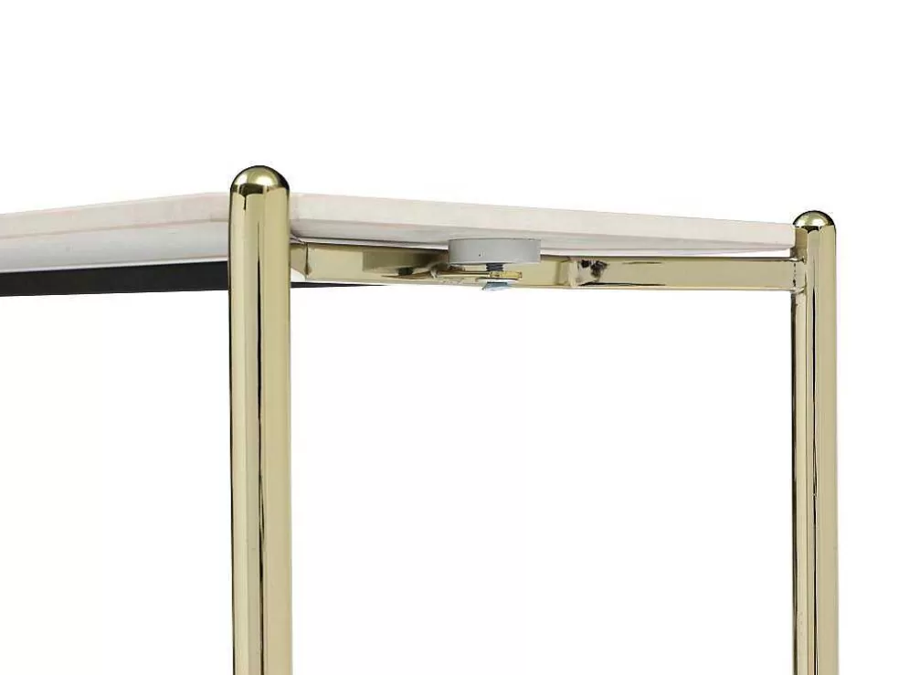 Vente-unique Consola Com 1 Prateleira Em Ceramica E Metal, Efeito Marmore Branco E Dourado - Madola* Consola