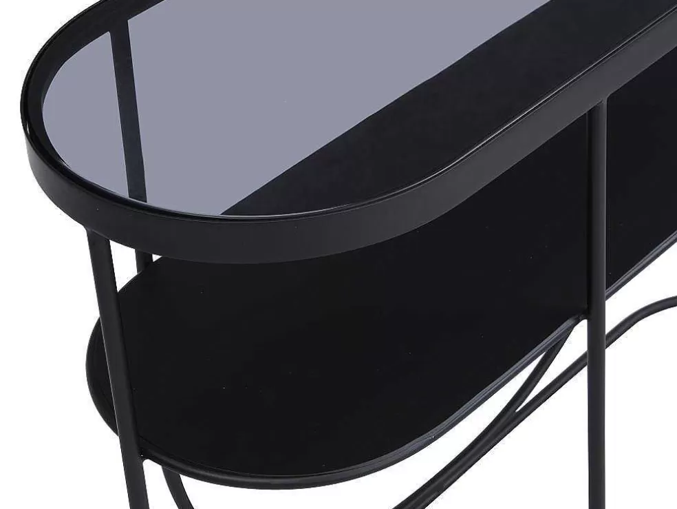 Vente-unique Consola Com 1 Prateleira Em Metal E Vidro Fumado Preto E Transparente - Pretoria* Consola